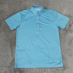 Collars & Co Dress Collar Polo Shirt Mens Small Teal Check Button-Down New NWOT